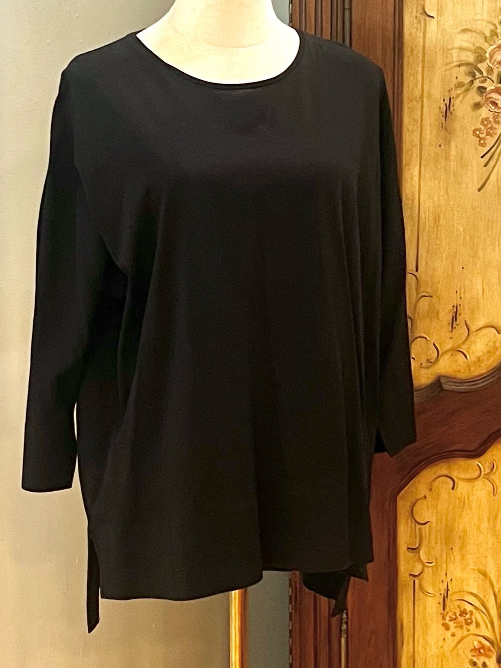COS, Oversized Cotton High Low Tunic Top 3/4 Sleeve Scoop Neck Minimalist,Size M
